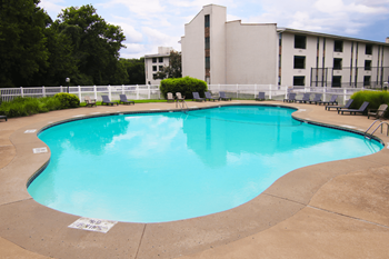 Sparkling swimming pool with sundeck
